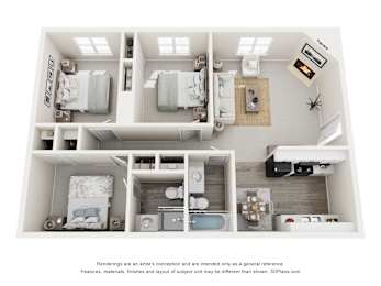 3 beds, 2 baths, 1,253 sqft, $1,199