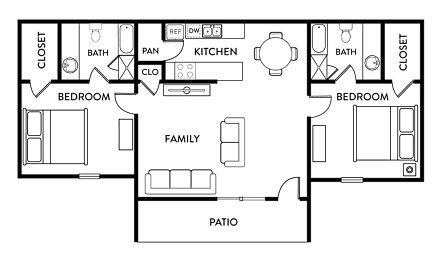 2 beds, 2 baths, 957 sqft, $810