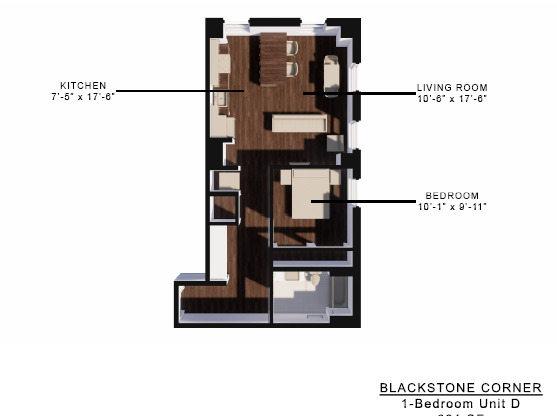 1 bed, 1 bath, 691 sqft, $1,455, Unit 108