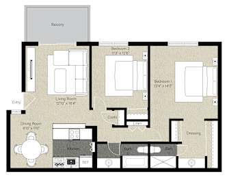 2 beds, 2 baths, 1,021 sqft, $2,985