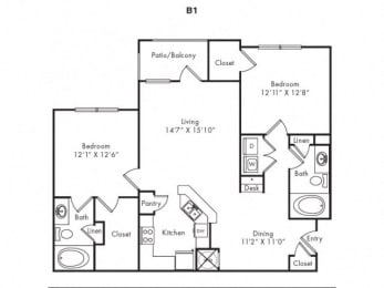 2 beds, 2 baths, 1,186 sqft, $1,695