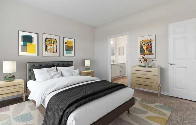 3 Bedroom Premium Renovated Townhome Bedroom with plush carpet.
