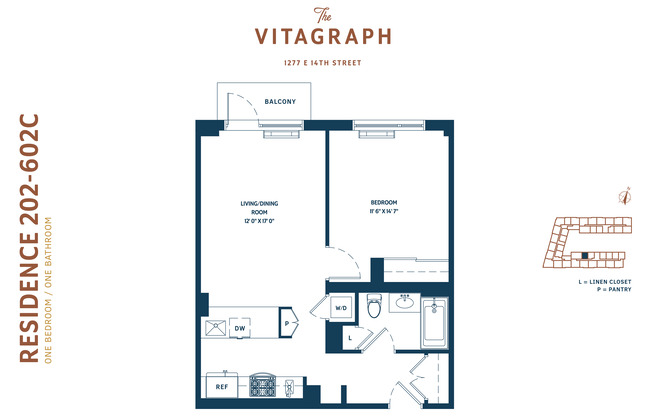 1 bed, 1 bath, 675 sqft, $2,925, Unit VITAGRAPH602C