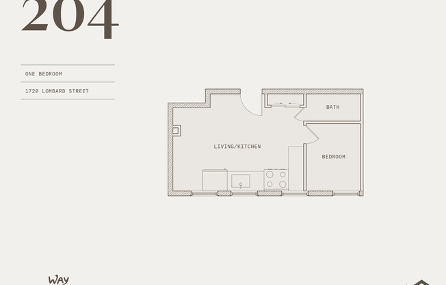 1 bed, 1 bath, 410 sqft, $1,825, Unit 204