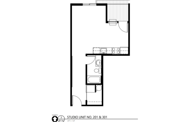 Studio, 1 bath, 456 sqft, $1,224, Unit 201