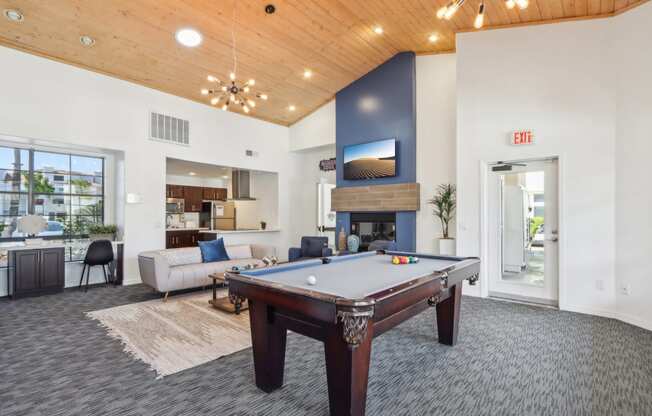 resident social lounge with billiards table