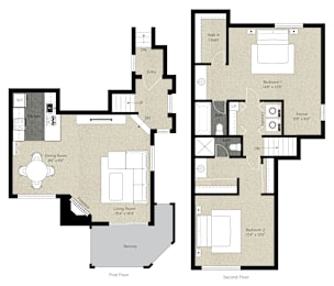 2 beds, 2 baths, 1,275 sqft, $3,550