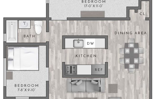 1 bed, 1 bath, 736 sqft, $2,850