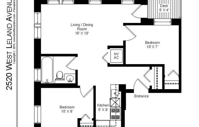 2 beds, 1 bath, 600 sqft, $2,100, Unit 2520-A4