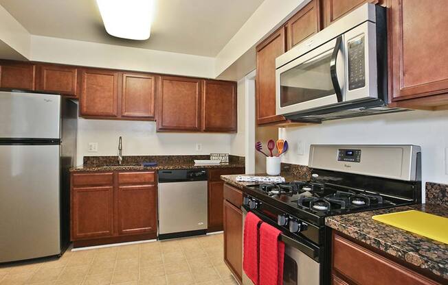 Renovated Kitchen Featuring Stainless Steel Appliances at Fairfax Square at Fairfax Square, Virginia