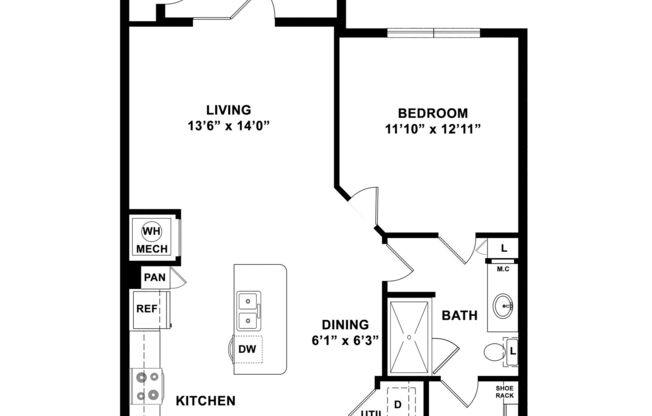 1 bed, 1 bath, 804 sqft, $1,258