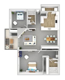 2 beds, 2 baths, 980 sqft, $1,454