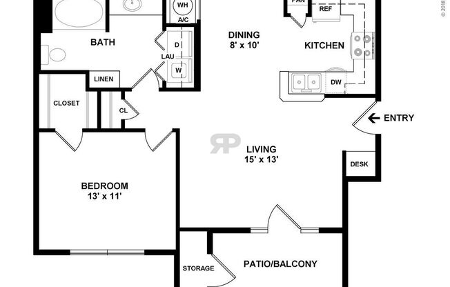 1 bed, 1 bath, 727 sqft, $960