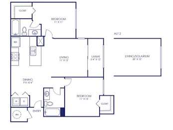 2 beds, 2 baths, 979 sqft, $1,642
