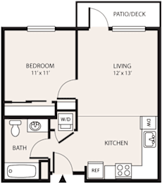 1 bed, 1 bath, 532 sqft, $1,000