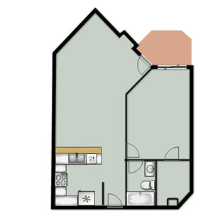 1 bed, 1 bath, 700 sqft, $2,100, Unit 211