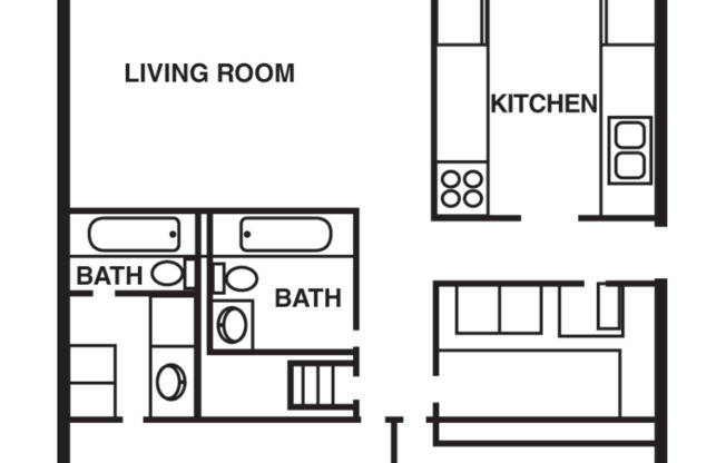 2 beds, 2 baths, 1,020 sqft, $1,045