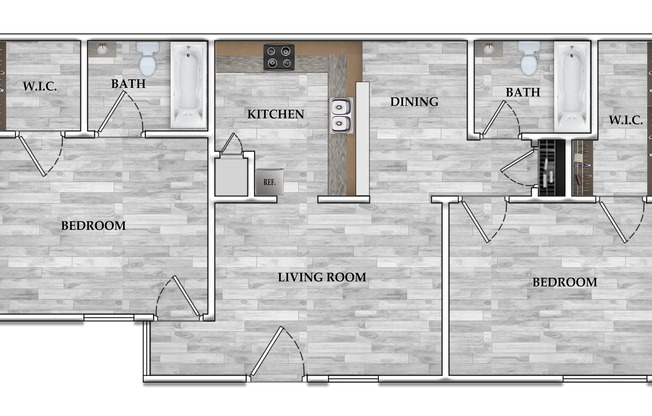 2 beds, 2 baths, 880 sqft, $890, Unit 1-1604