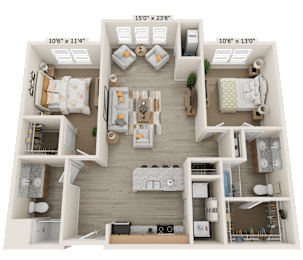 2 beds, 2 baths, 1,202 sqft, $1,920