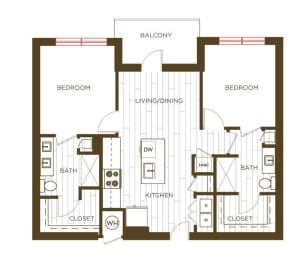 2 beds, 2 baths, 984 sqft, $1,395