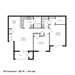 2 beds, 1 bath, 1,164 sqft, $1,735