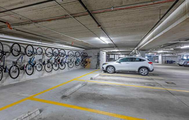 Parking garage and bike storage at The Enclave Luxury Apartments