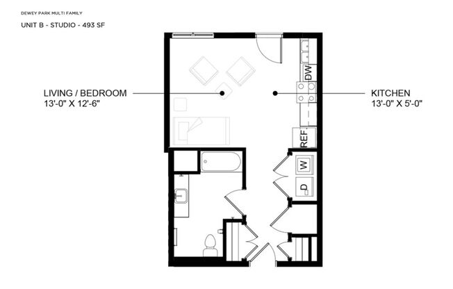 Studio, 1 bath, 499 sqft, $1,075, Unit 102 - ADA