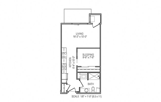 Studio, 527 sqft, $1,595