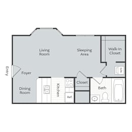 Studio, 1 bath, 450 sqft, $650