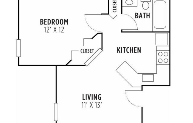 1 bed, 1 bath, 511 sqft, $738