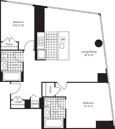 2 beds, 2 baths, 987 sqft, $5,261, Unit 4304