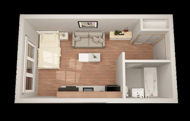 Studio, 1 bath, 313 sqft, $1,295, Unit 131