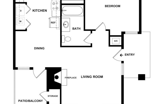 1 bed, 1 bath, 646 sqft, $1,599