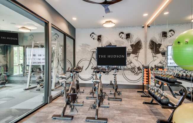 a workout room at the hudson