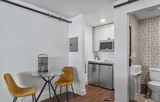 The Prospect Apartments Model Dining Room and Kitchen