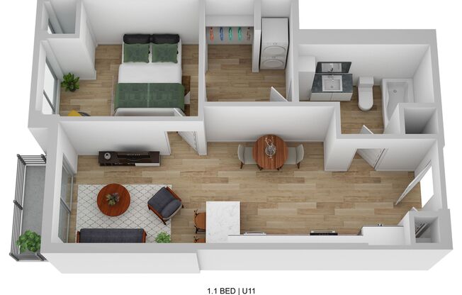 1 bed, 1 bath, 601 sqft, $1,520, Unit 302