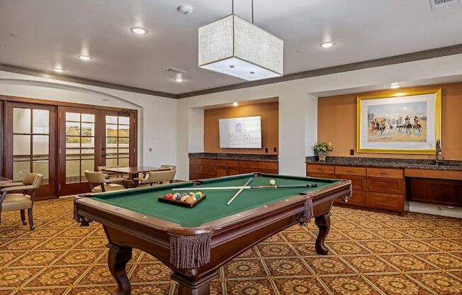 Billiards Tableat Mariposa at Harris Road Arlington 55+ Apartments, Arlington Texas