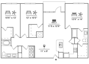 3 beds, 2 baths, 1,409 sqft, $1,980