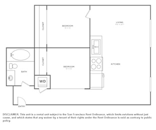 2 beds, 1 bath, 787 sqft, $4,350