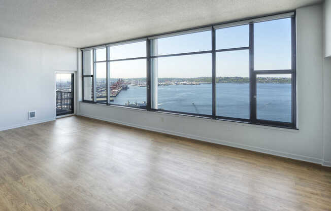 Living Room with Hard Surface Flooring and Views of Elliot Bay