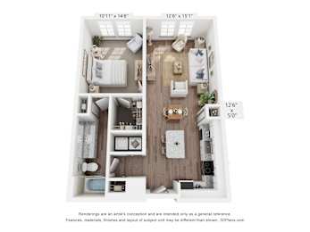 1 bed, 1 bath, 875 sqft, $1,550