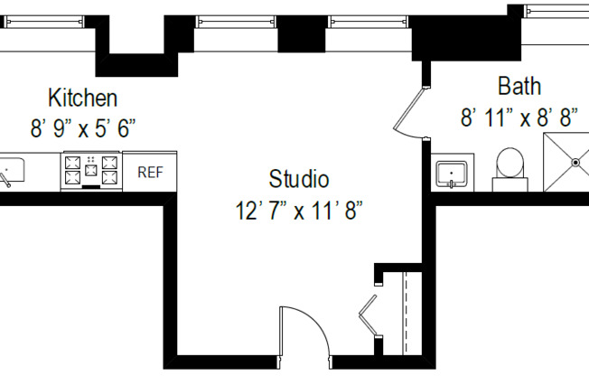 Studio, 1 bath, 291 sqft, $1,595