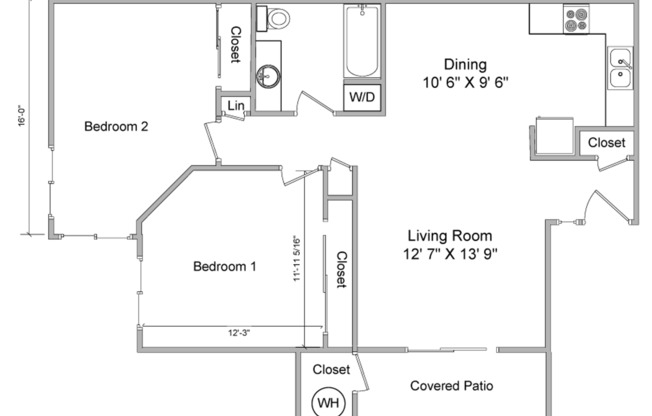 2 beds, 1 bath, 880 sqft, $1,475, Unit 112