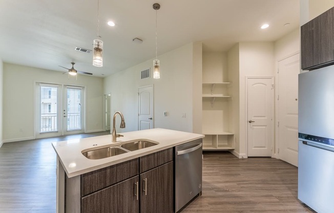 Well Equipped Eat-In Kitchen with sink at Residences at 3000 Bardin Road, Grand Prairie, 75052
