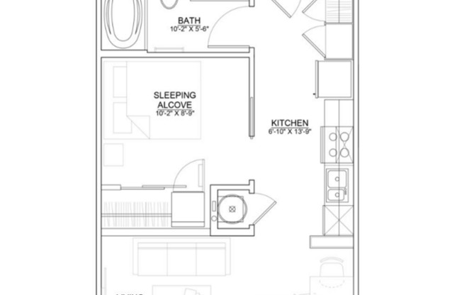 Studio, 1 bath, 497 sqft, $957, Unit 5620-1E NE 80th Ter