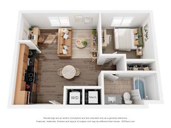 1 bed, 1 bath, 539 sqft, $1,477