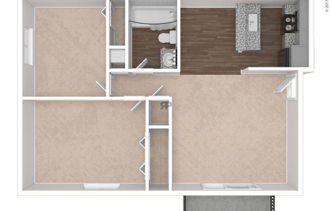 2 beds, 1 bath, 860 sqft, $965