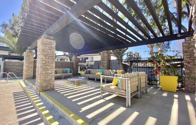 Shaded Outdoor Courtyard Area at Monte Vista Apartment Homes, California