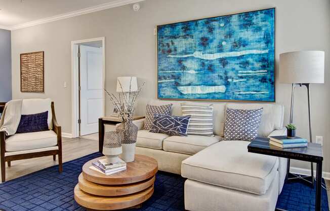 Living room interior at York Woods at Lake Murray Apartment Homes, Columbia, SC, 29212