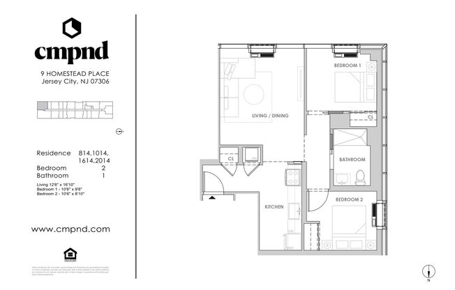 2 beds, 1 bath, 677 sqft, $3,600, Unit 2014